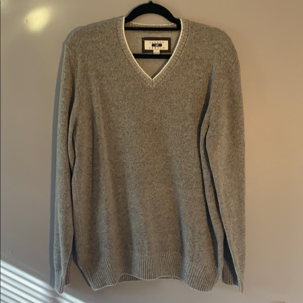 Joseph Abboud Oatmeal V-Neck Merino Wool Sweater